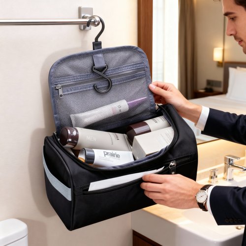 Hanging toiletry bag